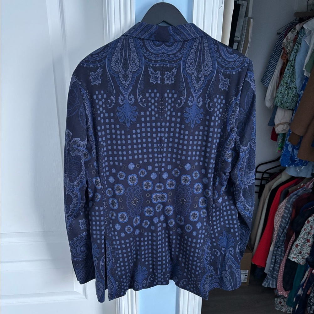 Men's Etro Printed Sport Coat Blazer in Blue 52 - Picture 6 of 14